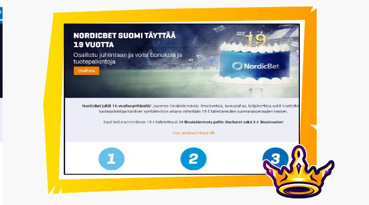 nordicbet täyttää 19 vuotta