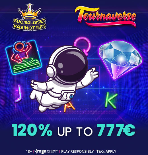 120% bonus 777€ asti erikoisbonus tournaverse kasinolta vain suomalaiset-kasinot.netin kautta rekisteröineille